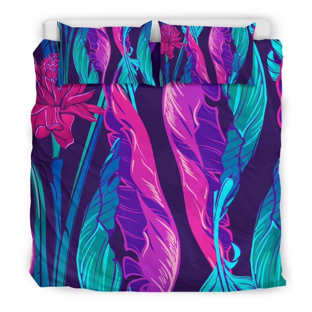 Purple Banana leaves Etligeria Flower Bedding Set - Top Content | POD Collection | Free Shipping