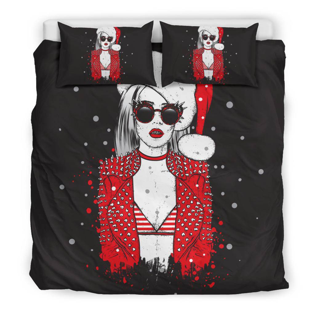 Sexy Rock Style Girl with Santa Claus Hat Bedding Set - Top Content | POD Collection | Free Shipping