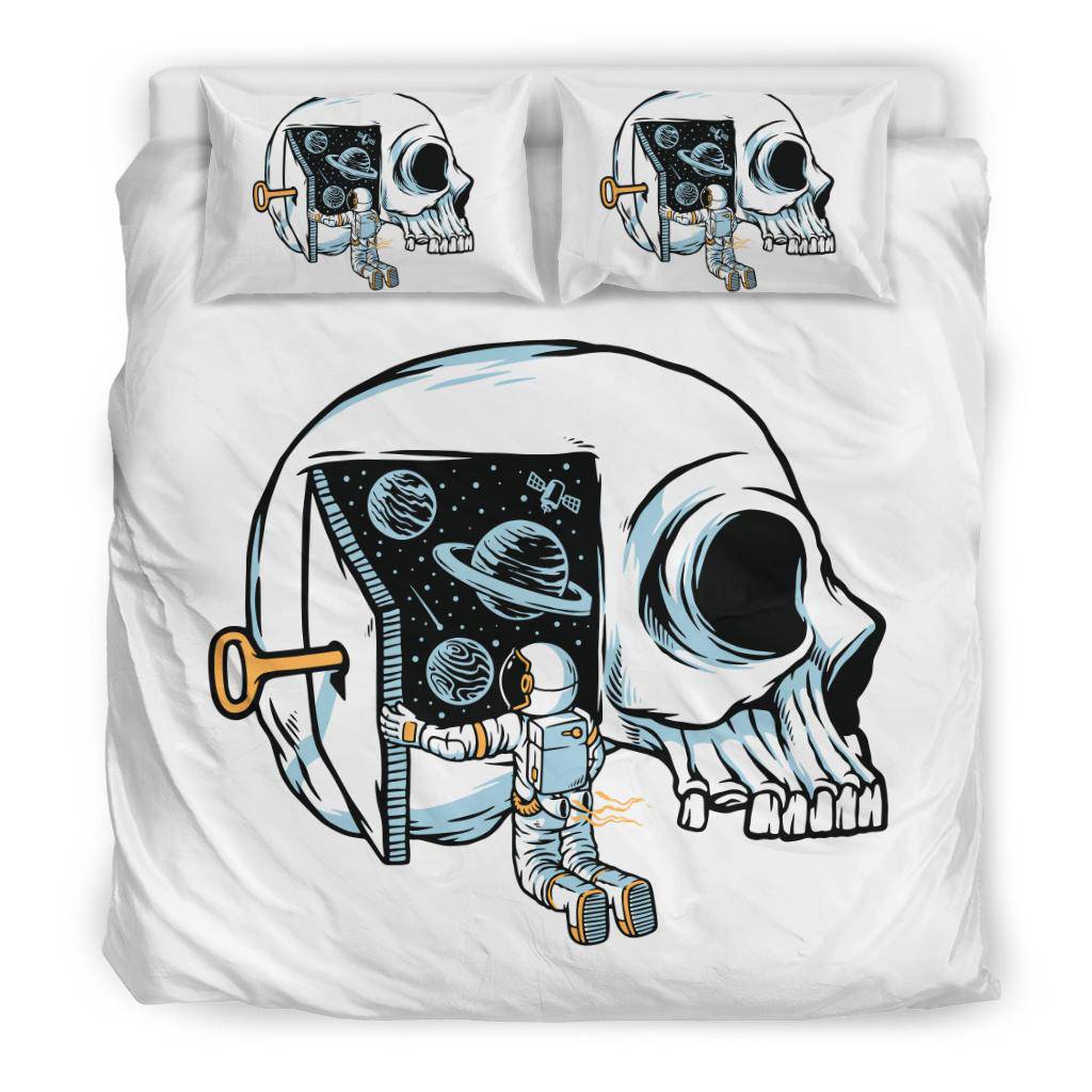 Skull Astronaut Opening Universe Door Bedding Set - Top Content | POD Collection | Free Shipping