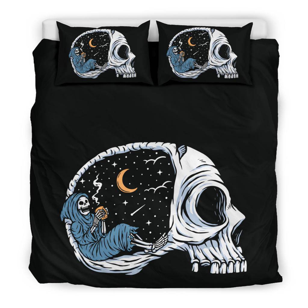 Skull Death Reaper Enjoy The Night Cartoon Bedding Set - Top Content | POD Collection | Free Shipping