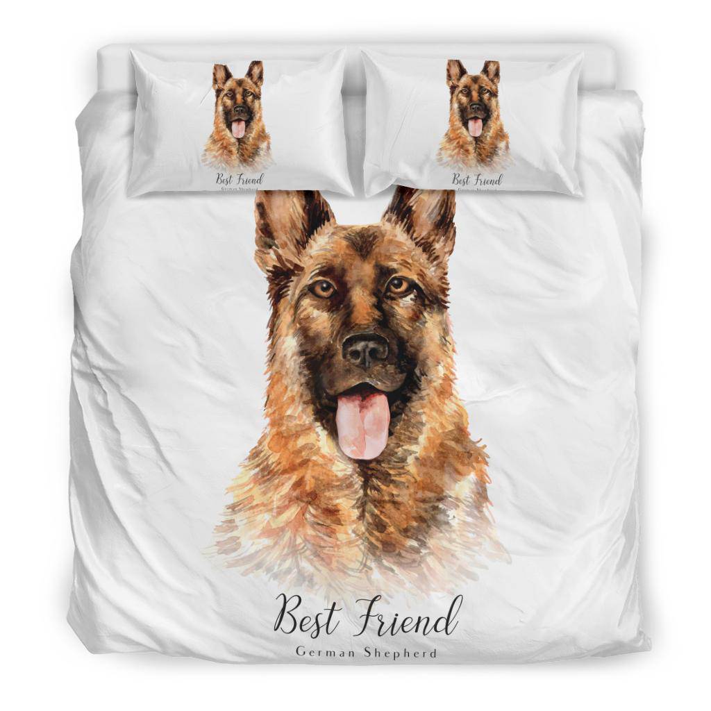 Best Friend German Shepherd Bedding Set, Watercolor Dog Portrait Drawing - Top Content | POD Collection | Free Shipping