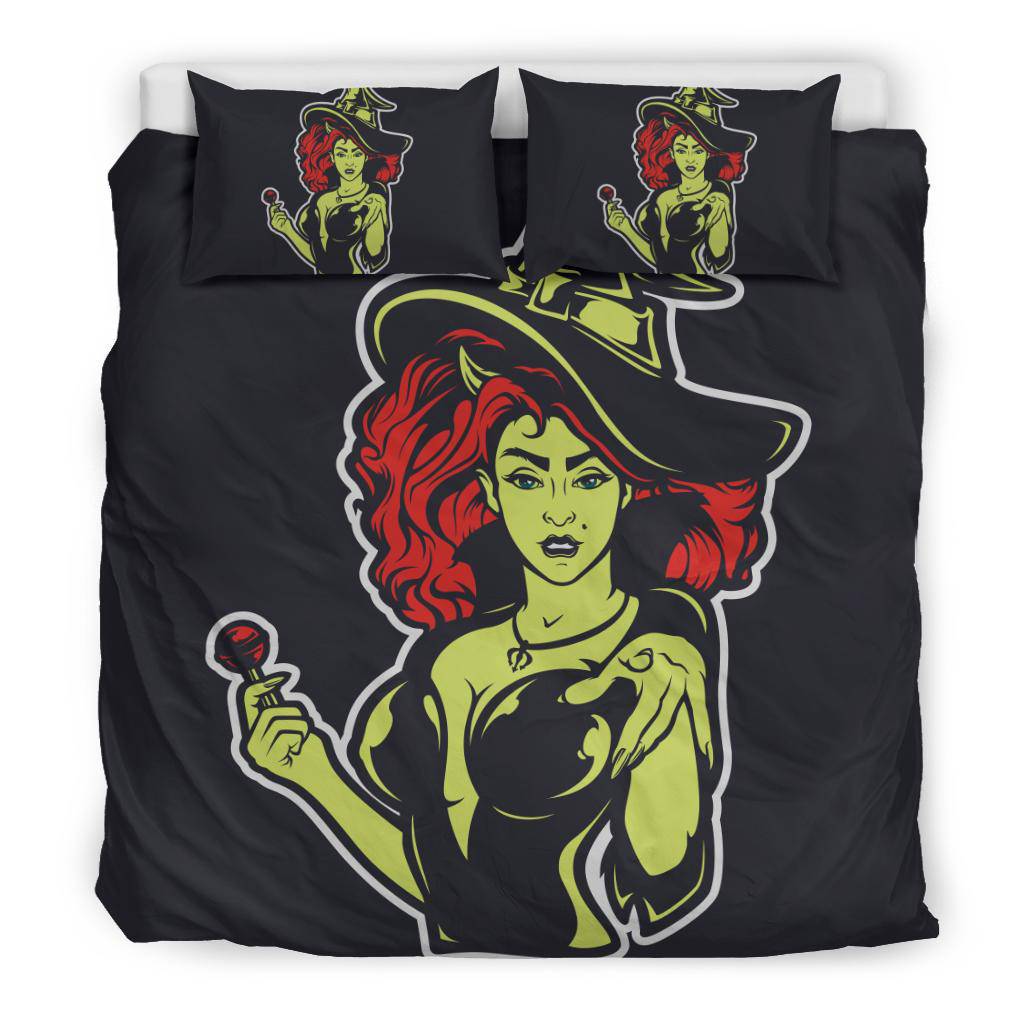 Cool Halloween Witch Cartoon Illustration Bedding Set - Top Content | POD Collection | Free Shipping