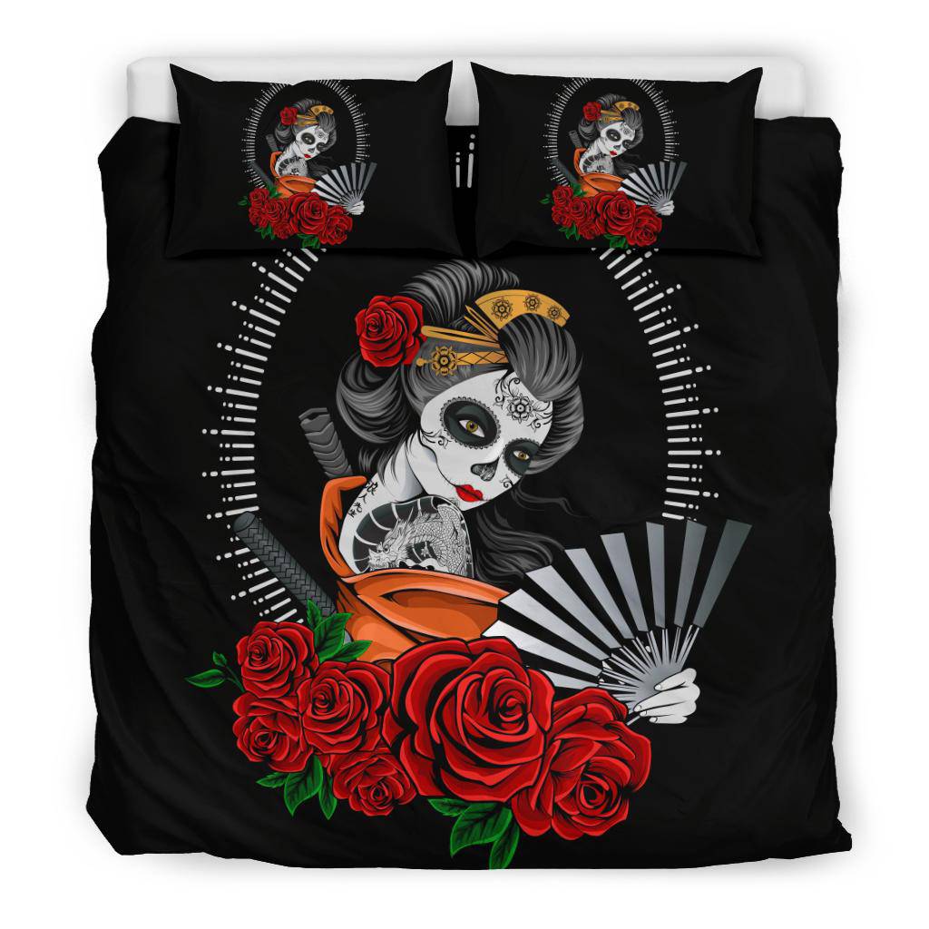 Geisha Rose Flower Beautiful Illustration Bedding Set - Top Content | POD Collection | Free Shipping