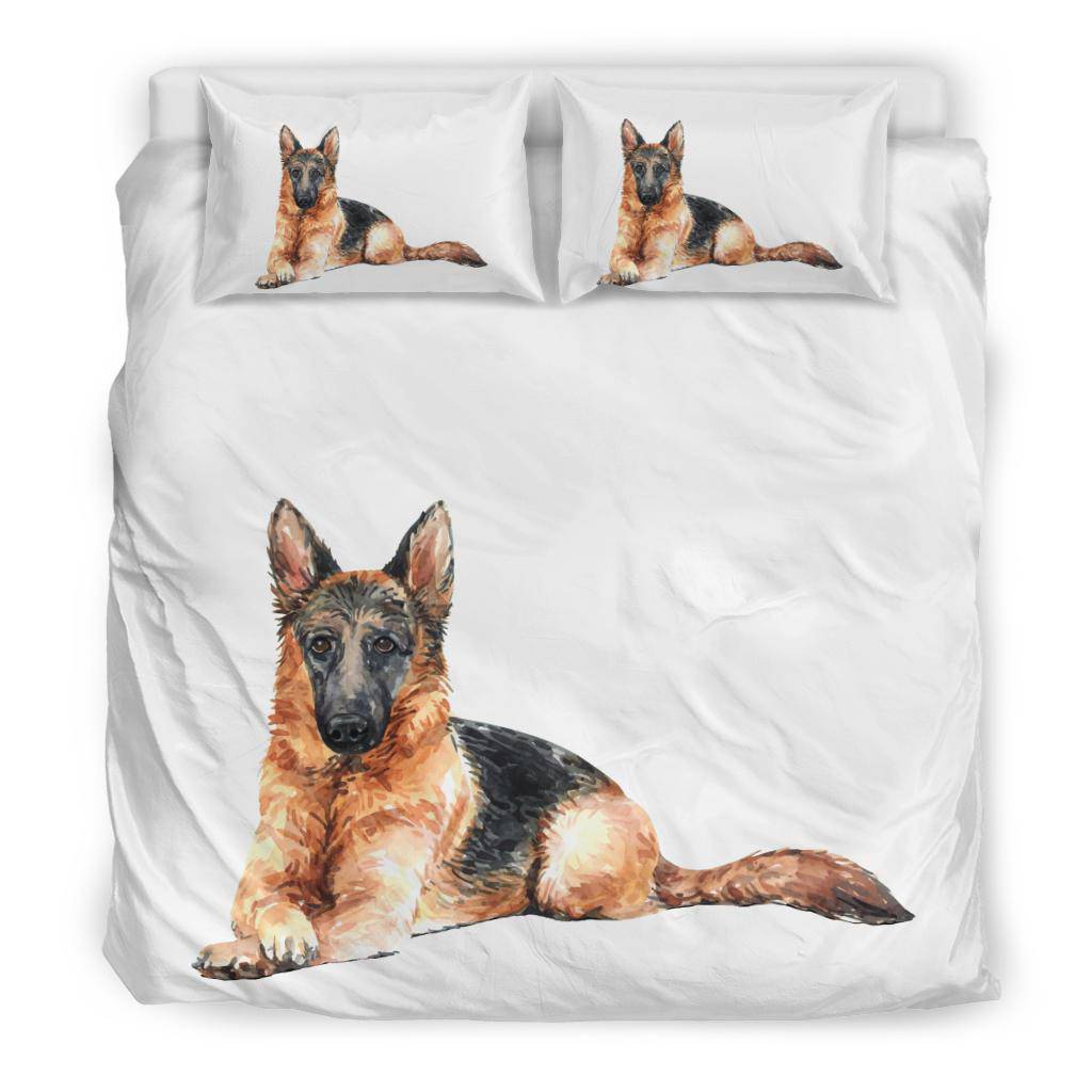 German Shepherd Bedding Set, Hand Drawn Watercolor Dog Drawing - Top Content | POD Collection | Free Shipping