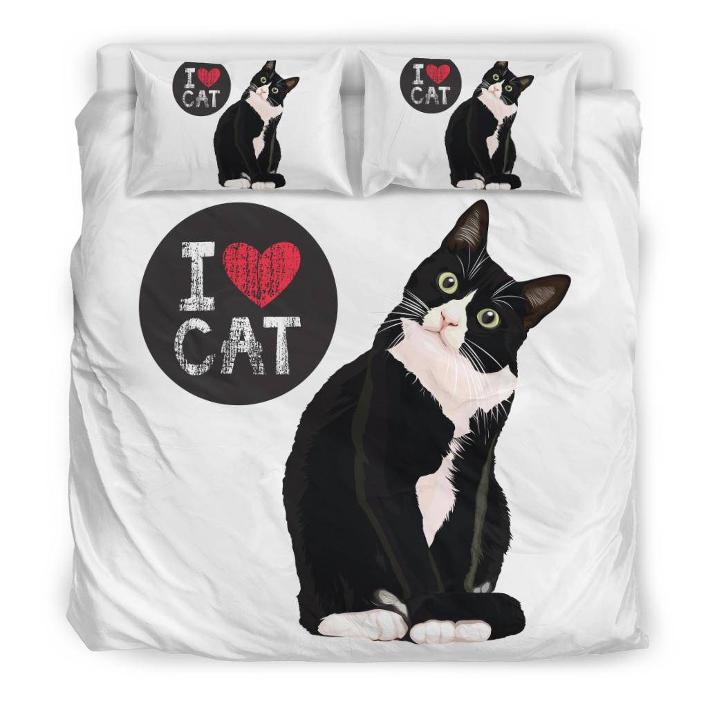 I Love My Cat, Cute Cartoon Illustration Bedding Set - Top Content | POD Collection | Free Shipping