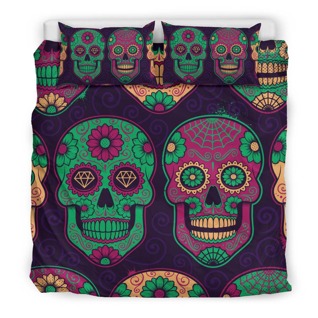 Mexican Calavera Skull Colourful Pattern Background Bedding Set - Top Content | POD Collection | Free Shipping