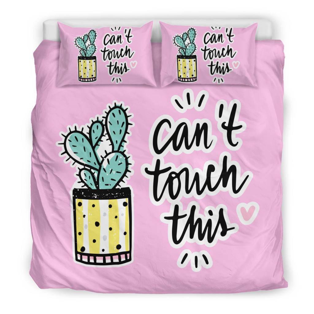 Positive Cactus Plant Cartoon Bedding Set, Can't Touch This Quote - Top Content | POD Collection | Free Shipping