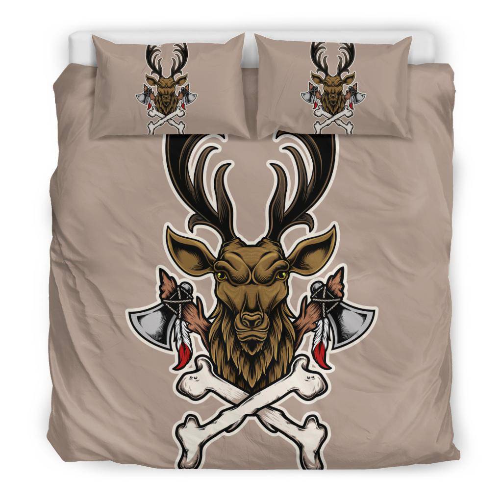 Vintage Deer Bone Axe Cartoon Illustration Bedding Set - Top Content | POD Collection | Free Shipping