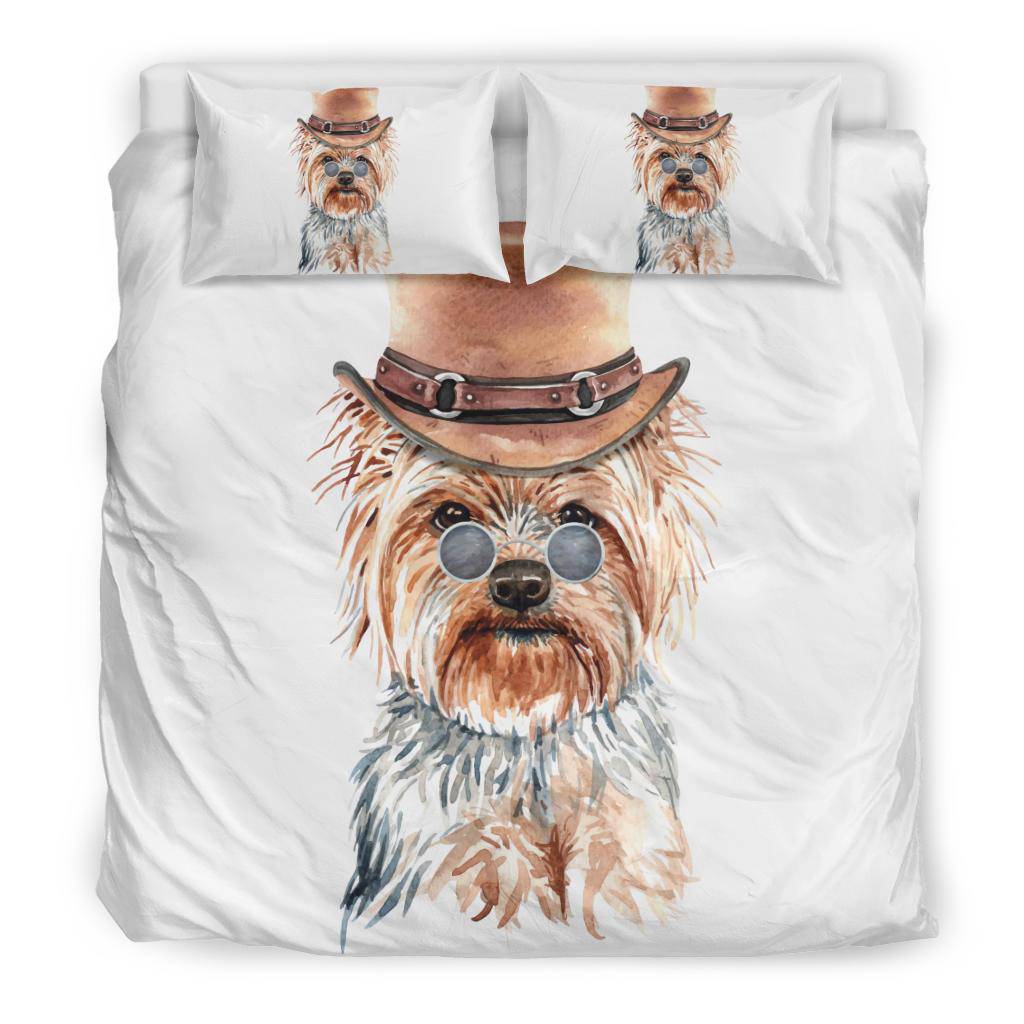 Yorkshire Terrier Watercolour Portrait Bedding Set, Cute Dog Cartoon - Top Content | POD Collection | Free Shipping