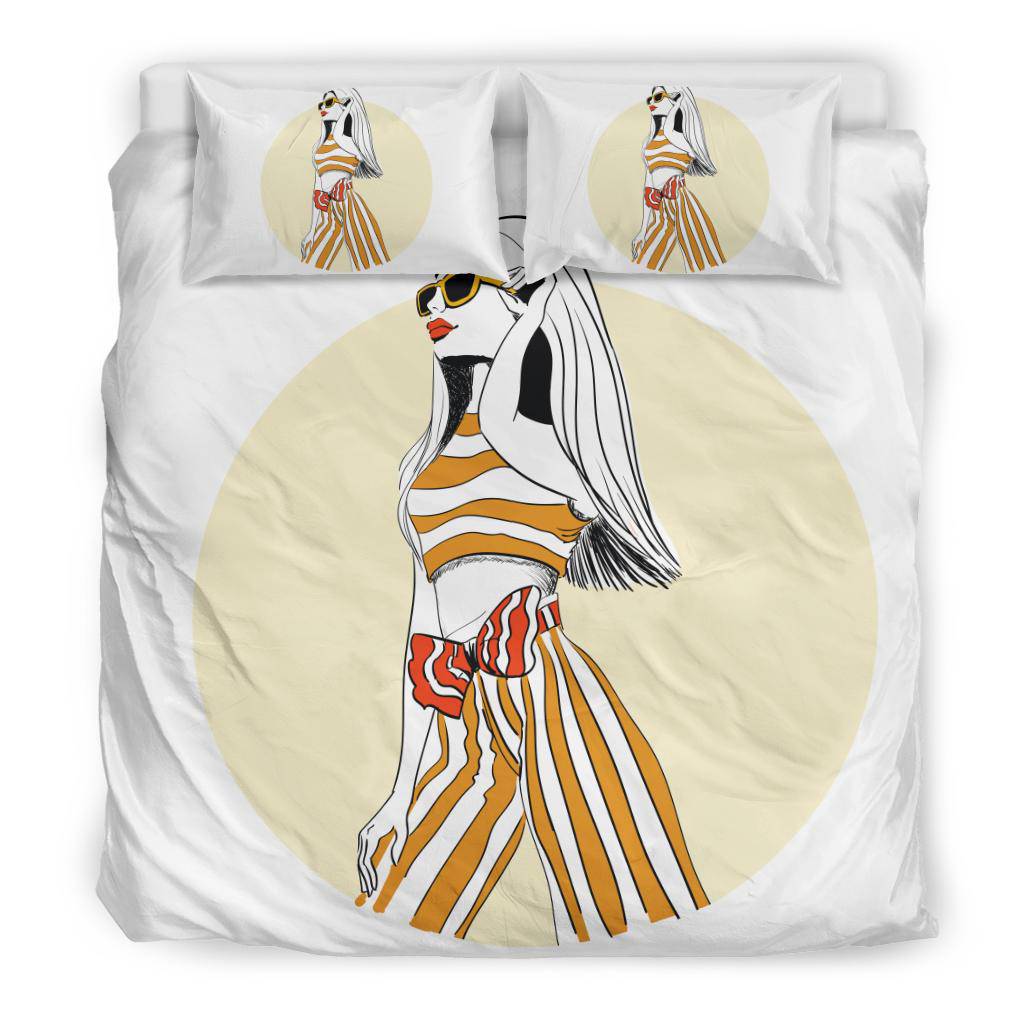 Bautiful Stylish Woman Striped Outfit Bedding Set - Top Content | POD Collection | Free Shipping