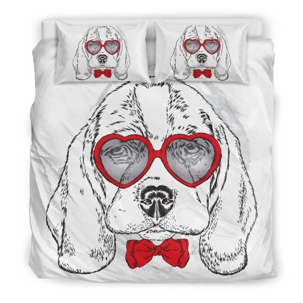 Beagle Dog Breed with Cute Heart Sunglasses Bedding Set - Top Content | POD Collection | Free Shipping