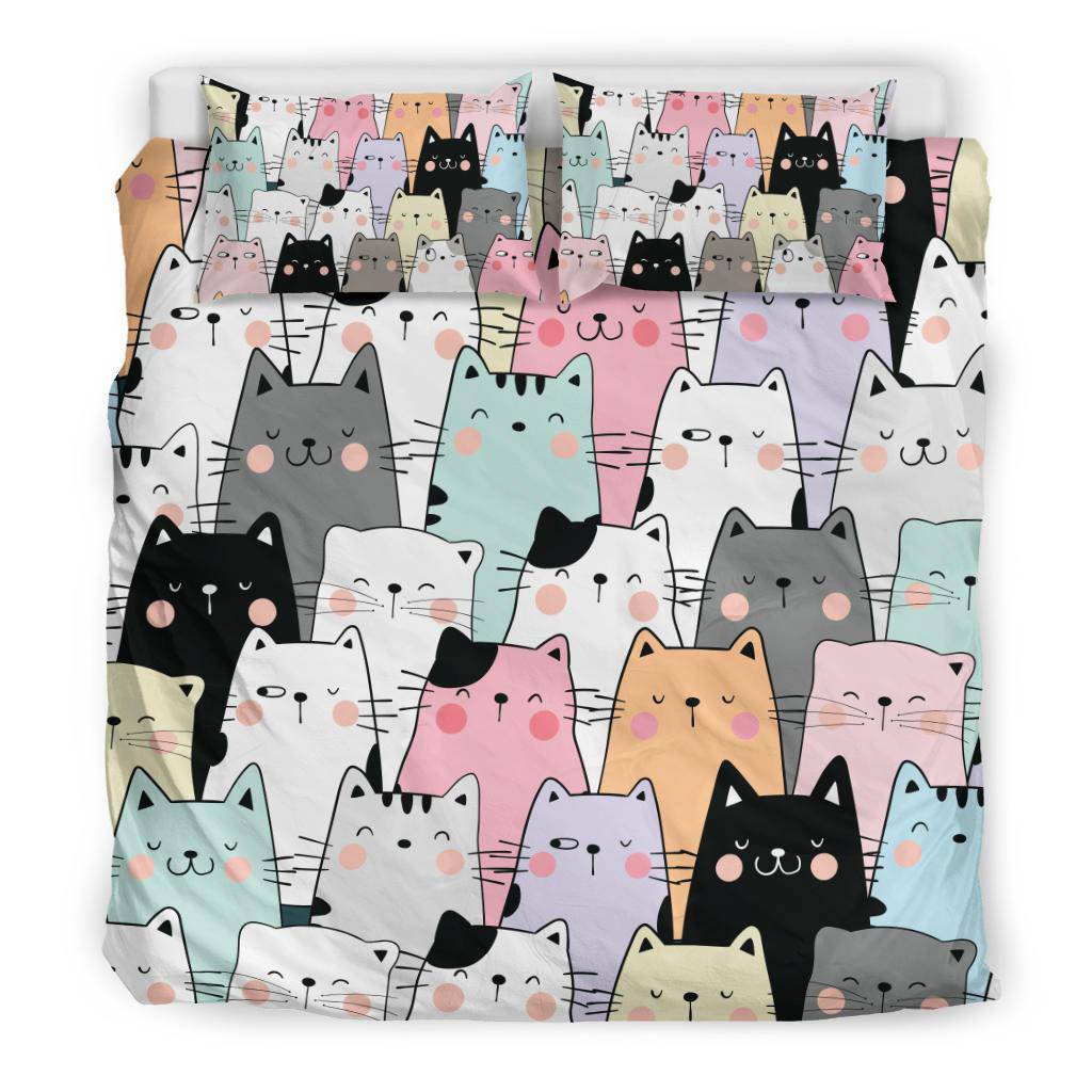 Colorful Cat Pattern Bedding Set - Top Content | POD Collection | Free Shipping