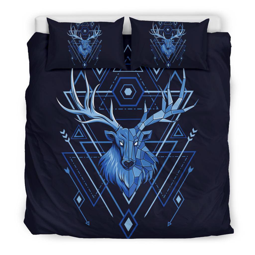 Deer Head Geometry Style Blue Bedding Set - Top Content | POD Collection | Free Shipping