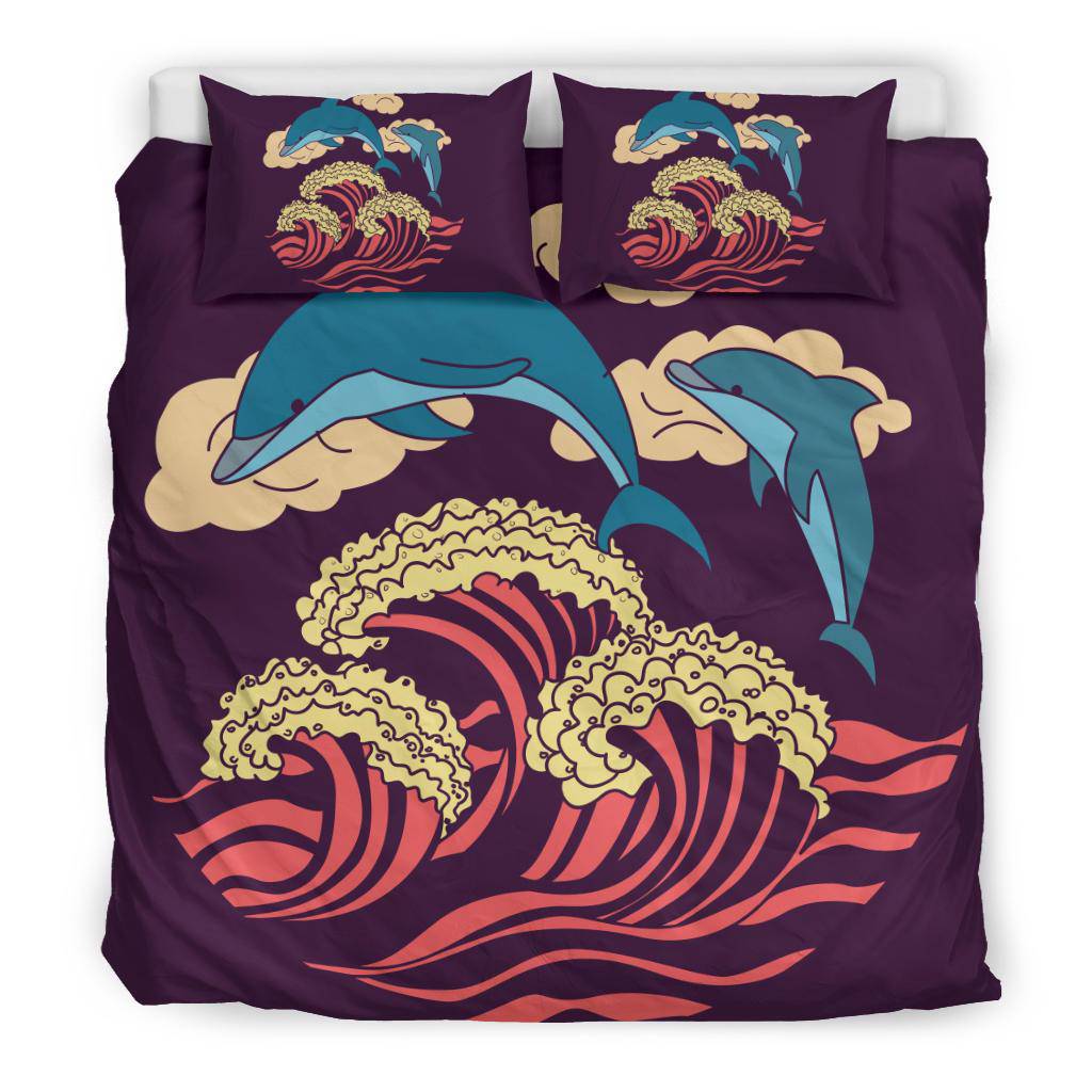 Dolphins in the Sea Purple Bedding Set - Top Content | POD Collection | Free Shipping