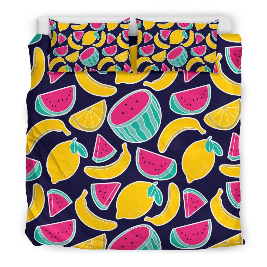 Fruits Banana Watermelon Lemon Colorful Pattern Bedding Set - Top Content | POD Collection | Free Shipping