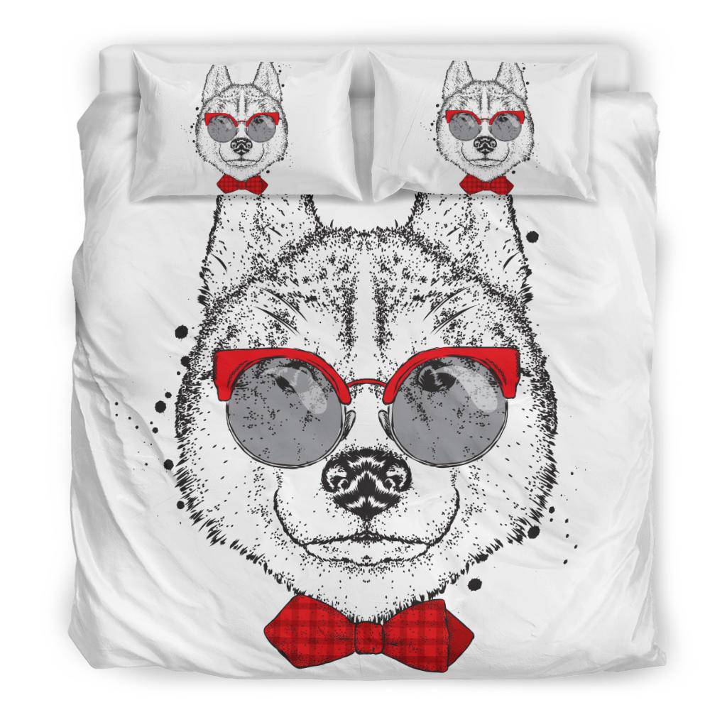 Husky Dog with Heart Sunglasses Valentines day Bedding Set - Top Content | POD Collection | Free Shipping