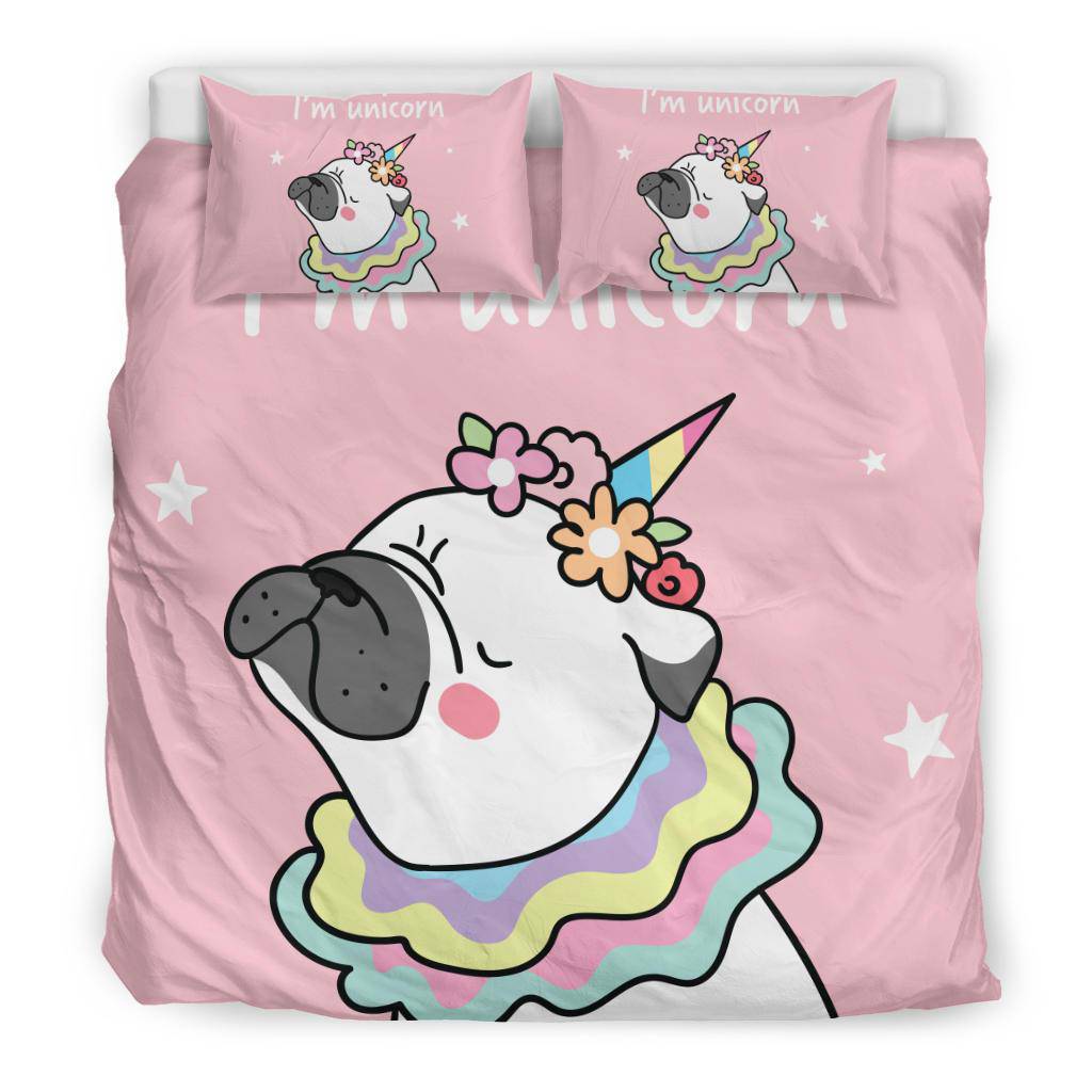 Pug Dog Unicorn and Wreath on the head Bedding Set - Top Content | POD Collection | Free Shipping