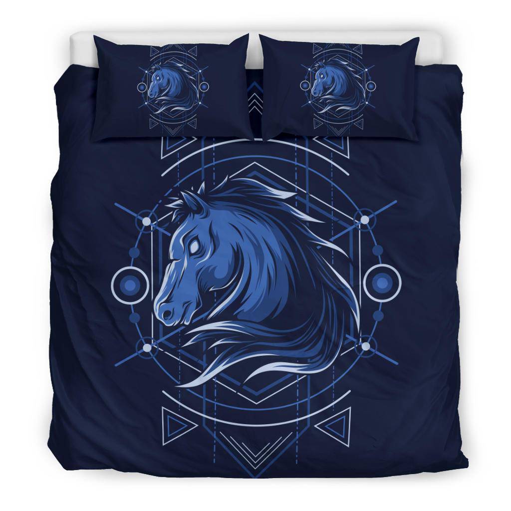 Horse Head Geometry Blue Bedding Set - Top Content | POD Collection | Free Shipping