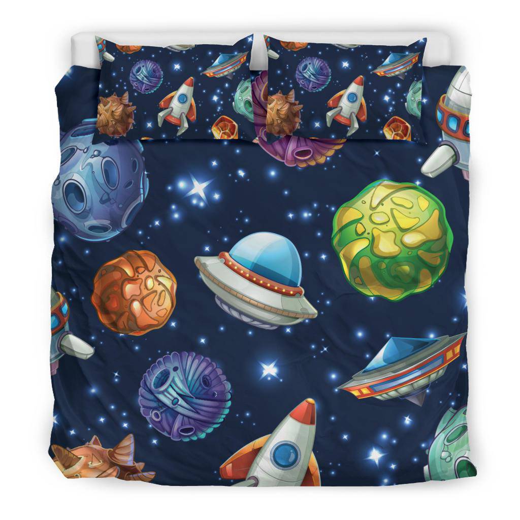 Stars Ships Moons Planet Space Bedding Set - Top Content | POD Collection | Free Shipping