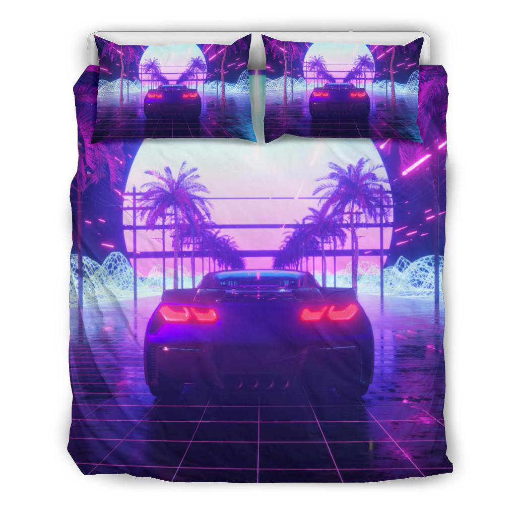 Car Neon Palms Bedding Set - Top Content | POD Collection | Free Shipping