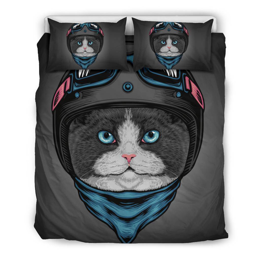 Cat Head with Helmet Bedding Set - Top Content | POD Collection | Free Shipping