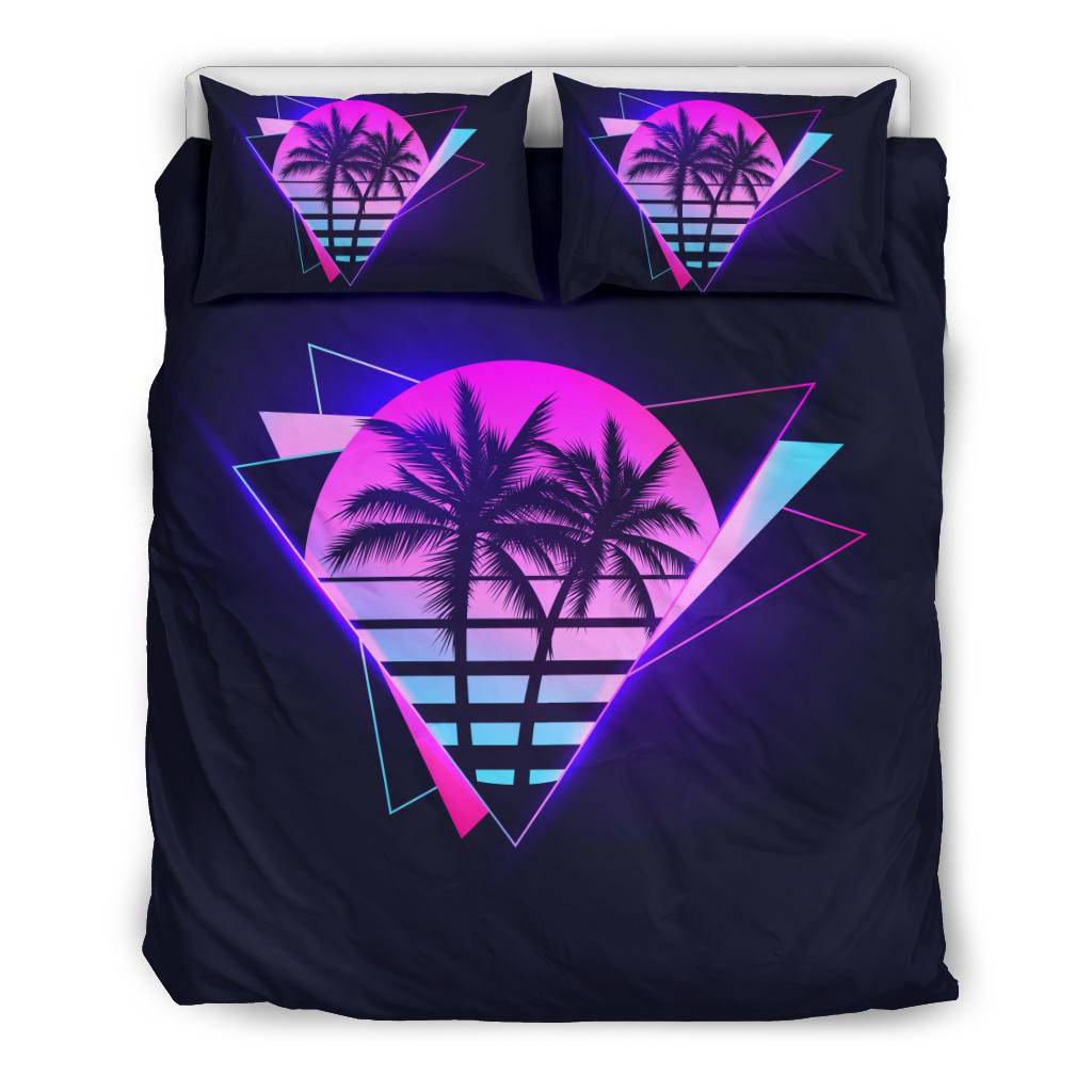 Neon Sunset and Palms Bedding Set - Top Content | POD Collection | Free Shipping