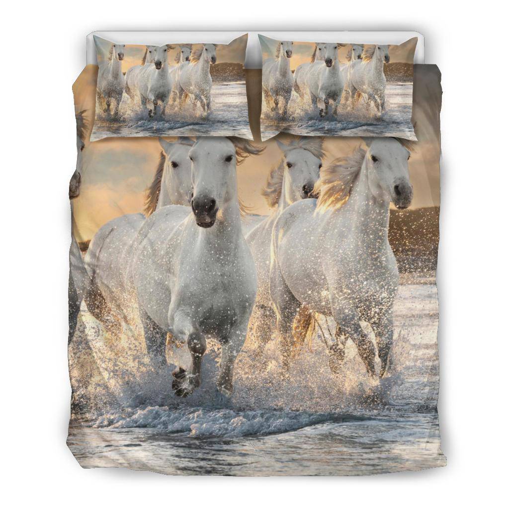 White Horses Bedding Set - Top Content | POD Collection | Free Shipping