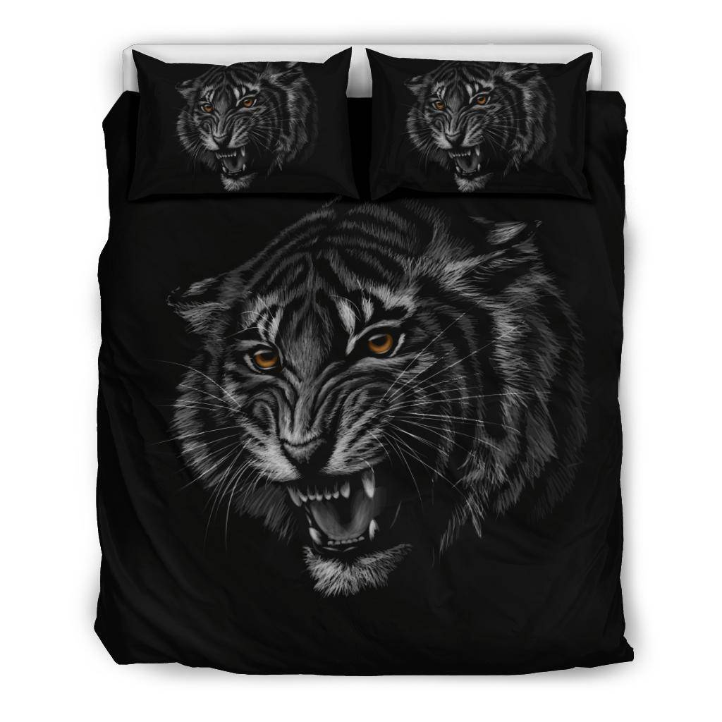 Angry Tiger Cartoon Black Bedding Set - Top Content | POD Collection | Free Shipping