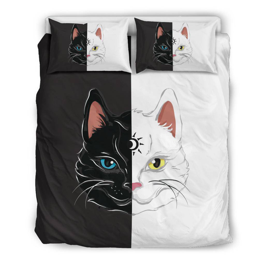 Cat Head Black and White Bedding Set - Top Content | POD Collection | Free Shipping