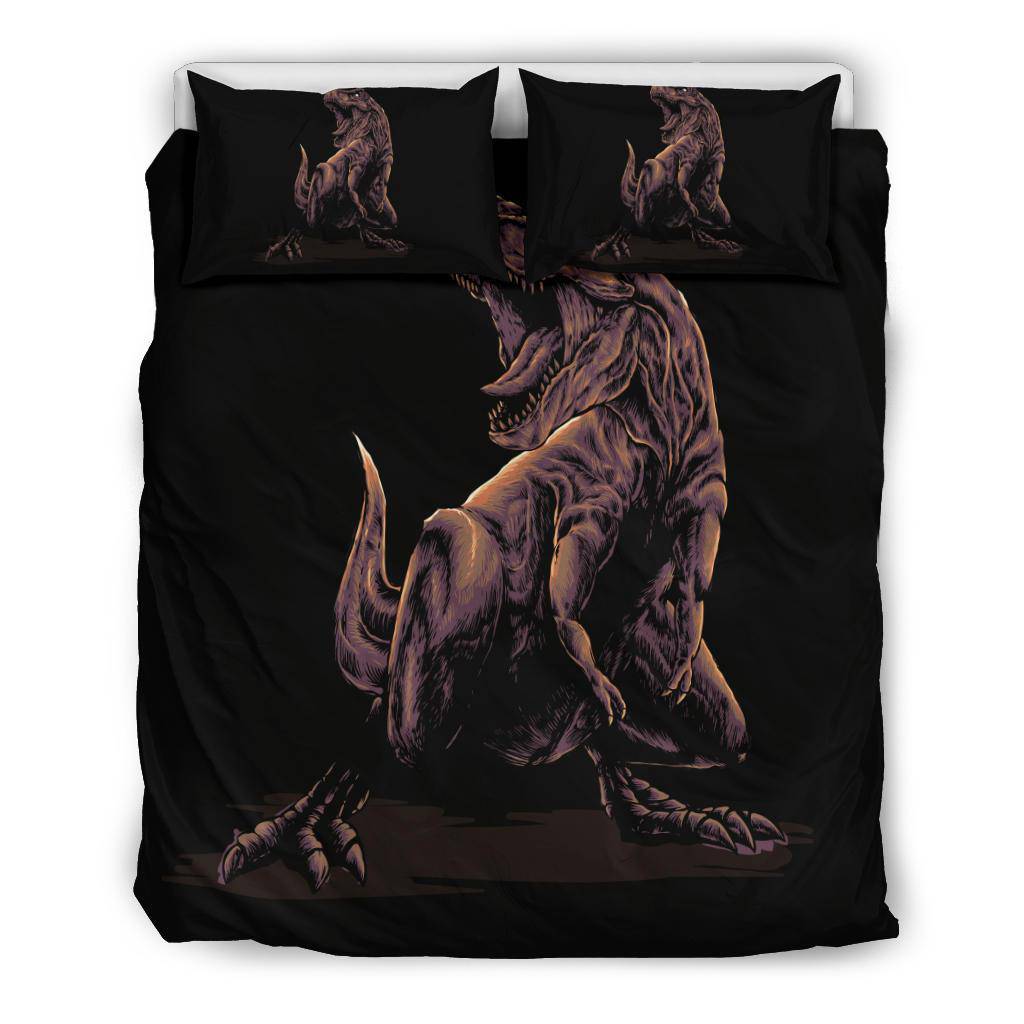 Angry Dinosaur Black Bedding Set - Top Content | POD Collection | Free Shipping