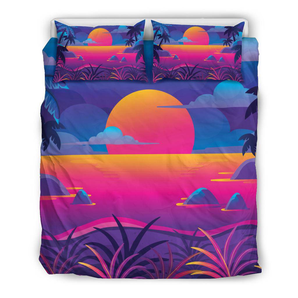 Neon Summer Sunset Bedding Set - Top Content | POD Collection | Free Shipping