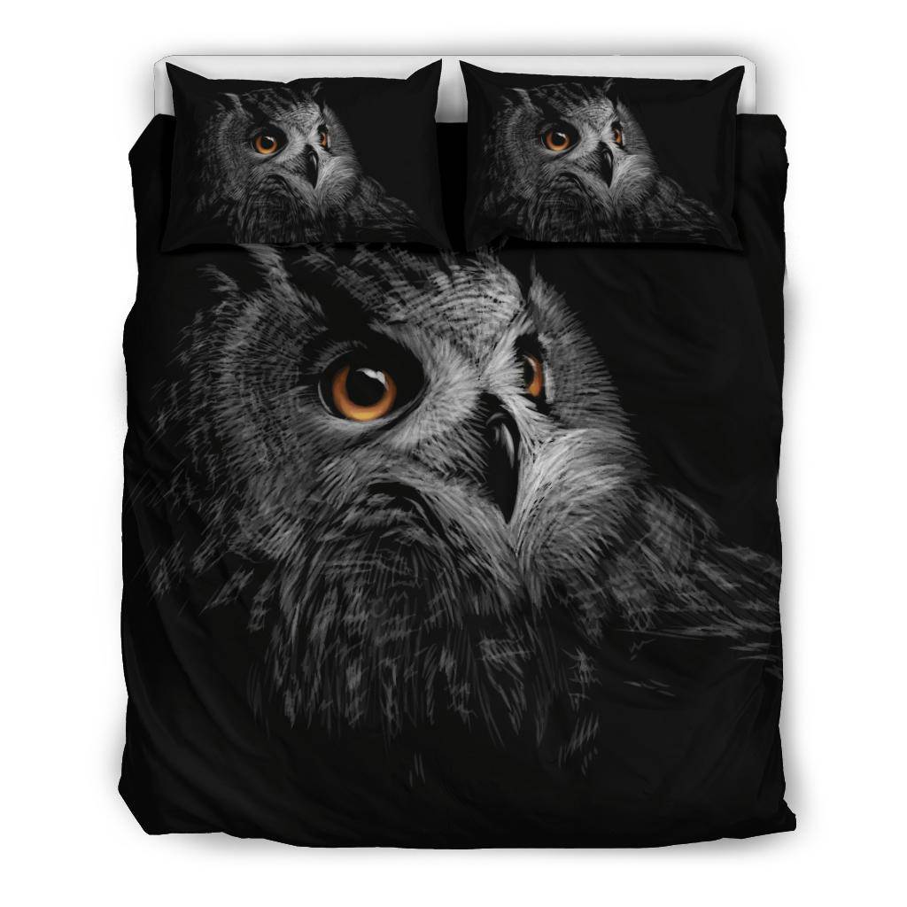 Owl Cartoon Black Bedding Set - Top Content | POD Collection | Free Shipping