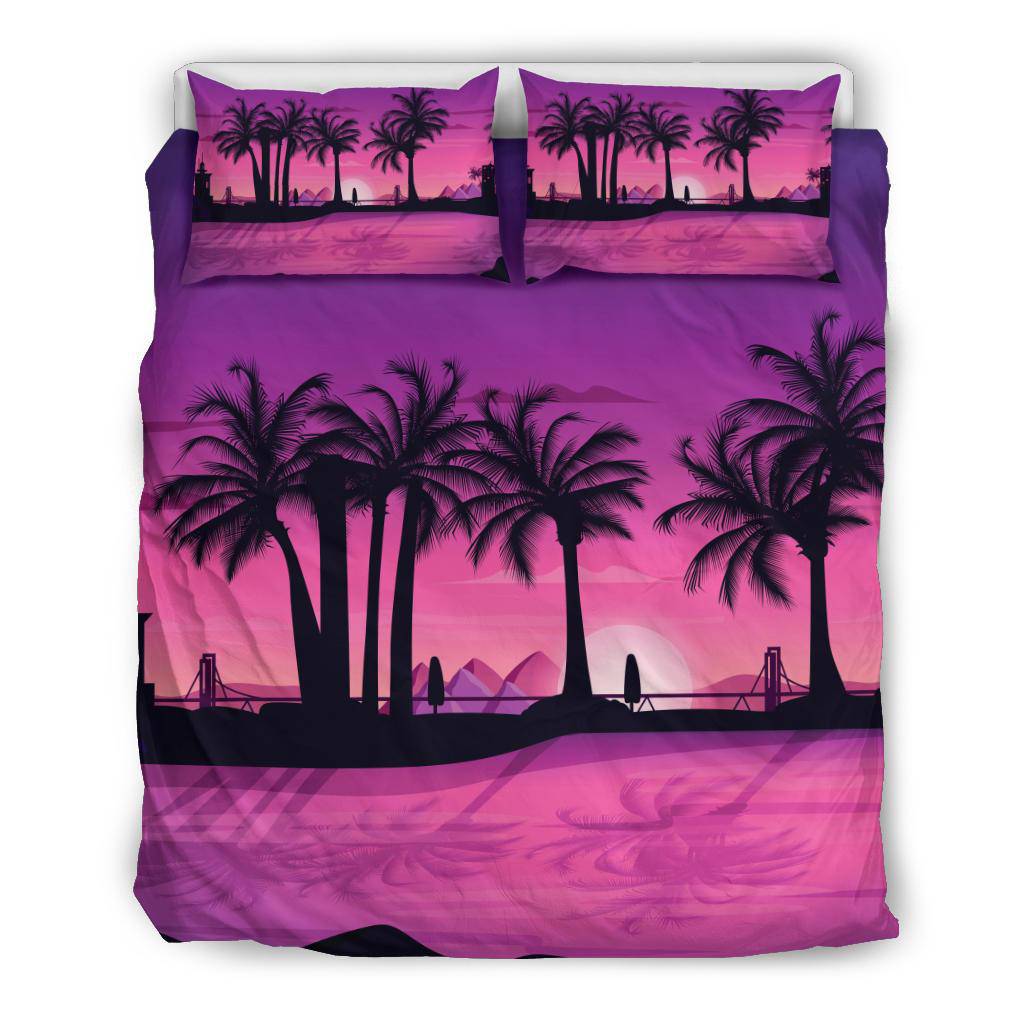 Pink Palm Beach Bedding Set - Top Content | POD Collection | Free Shipping