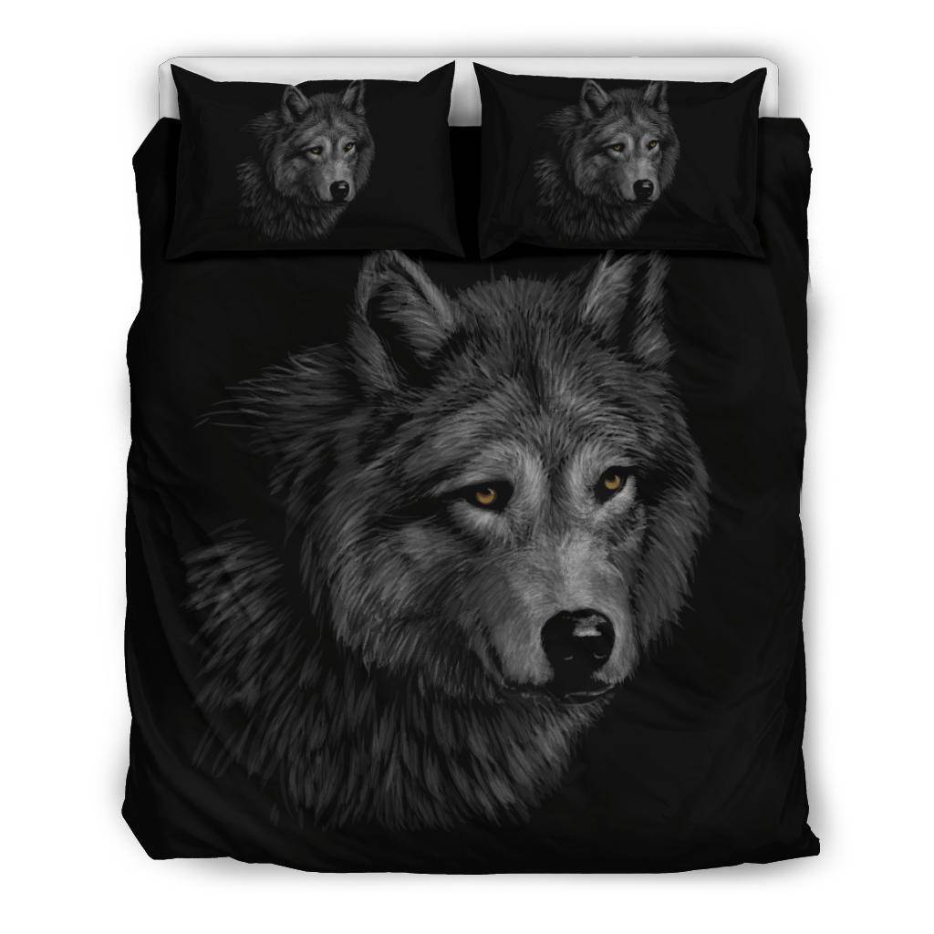 Wolf Cartoon Black Bedding Set - Top Content | POD Collection | Free Shipping