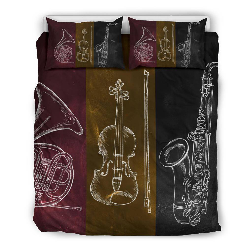 Musical Instruments French Horn Violin Saxaphone Bedding Set - Top Content | POD Collection | Free Shipping