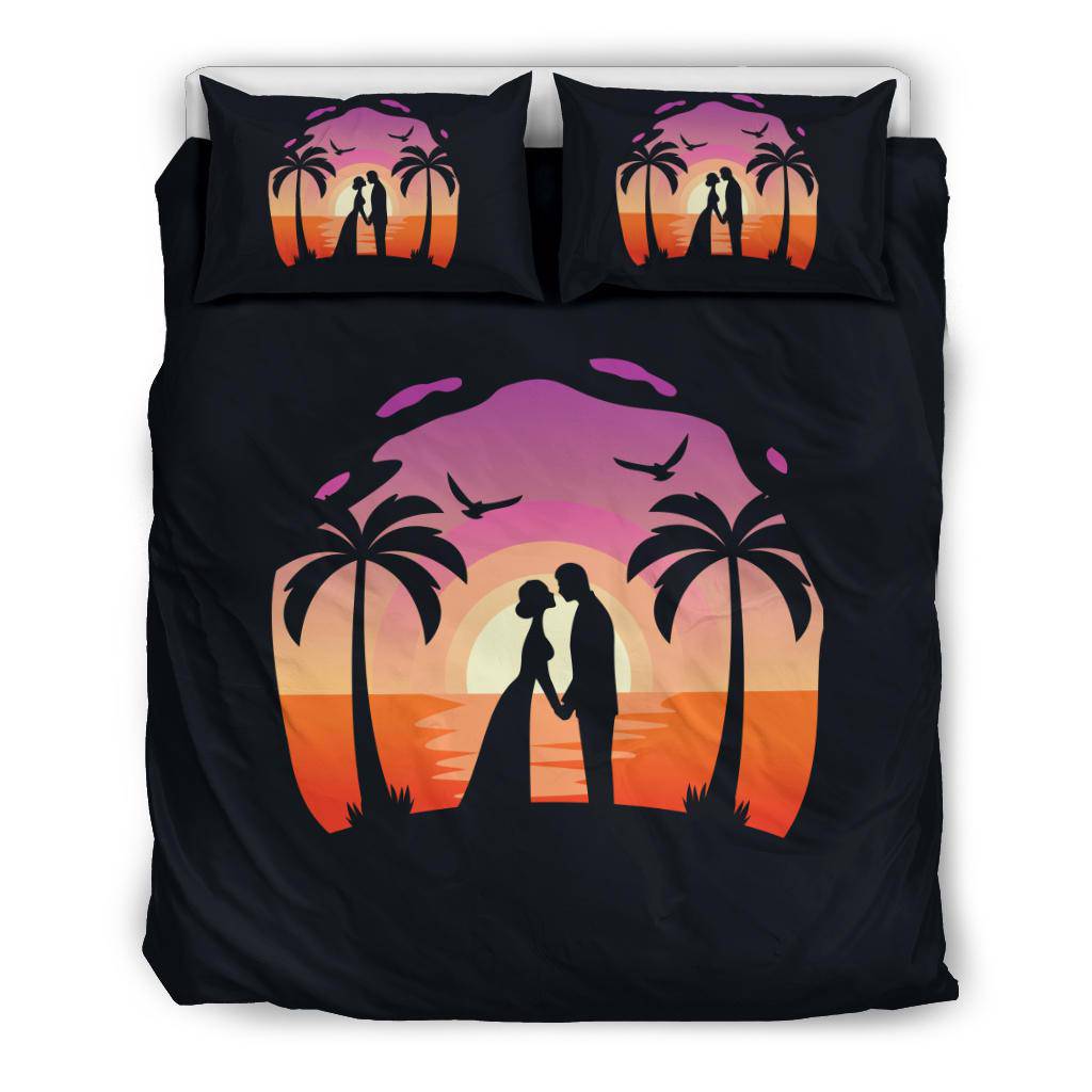 Couple Kiss Sunset Beach Bedding Set - Top Content | POD Collection | Free Shipping