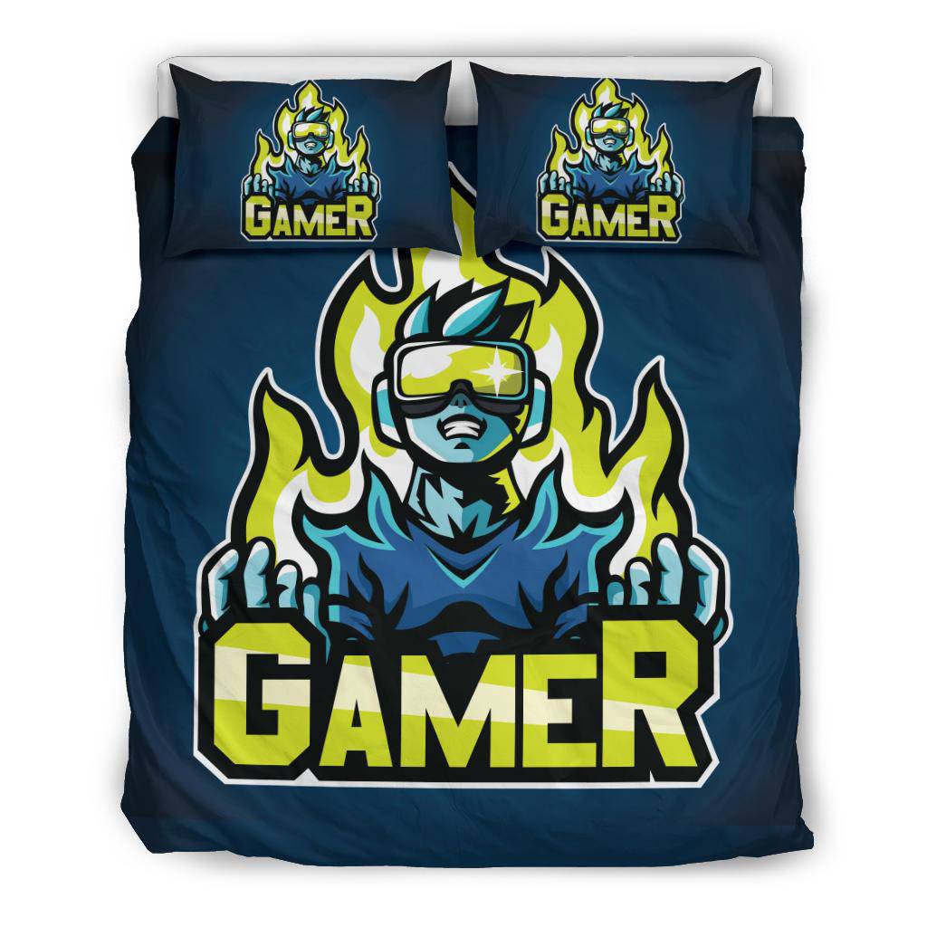 Gamer on Fire Bedding Set - Top Content | POD Collection | Free Shipping