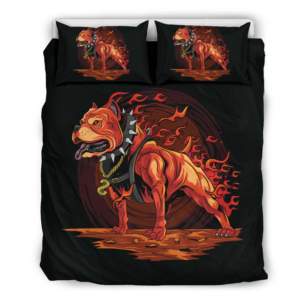 Pitbull Dog On Fire Hell Bedding Set - Top Content | POD Collection | Free Shipping