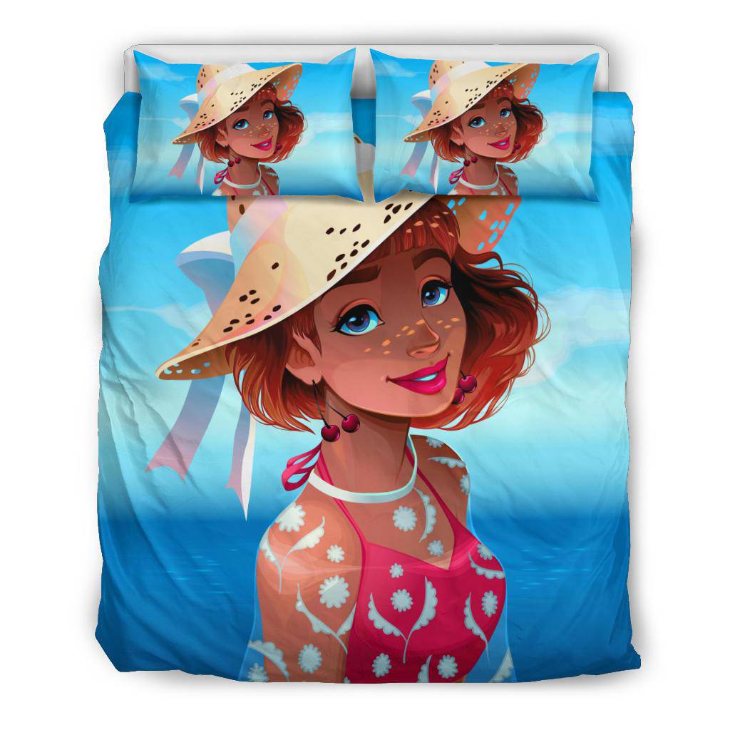 Portrait Beautiful Girl With Hat Bedding Set - Top Content | POD Collection | Free Shipping