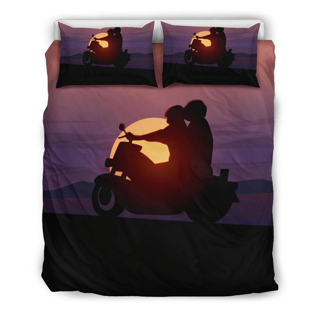 Motorcycle Silhouette Sunset Bedding Set - Top Content | POD Collection | Free Shipping