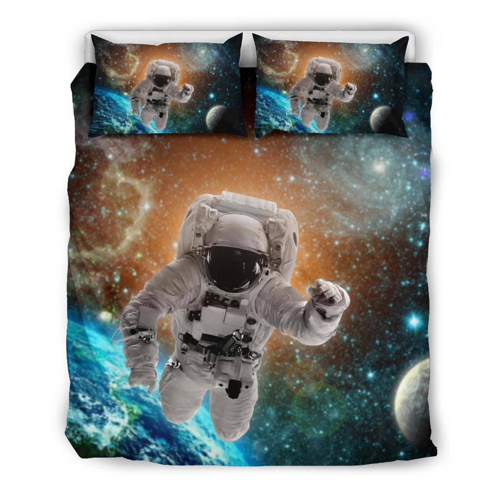 Astronaut Flies Space Earth Bedding Set - Top Content | POD Collection | Free Shipping