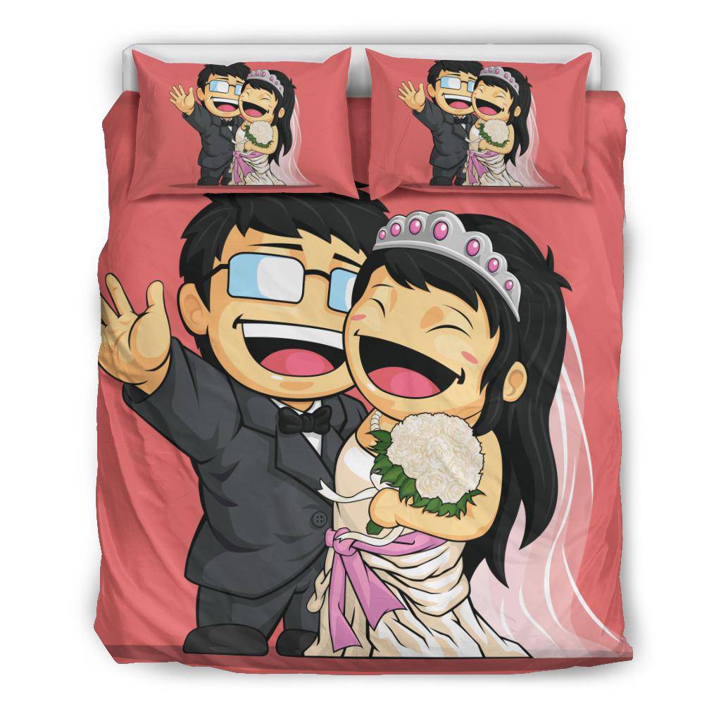 Bride and Groom Cartoon Wedding Gift Bedding Set - Top Content | POD Collection | Free Shipping