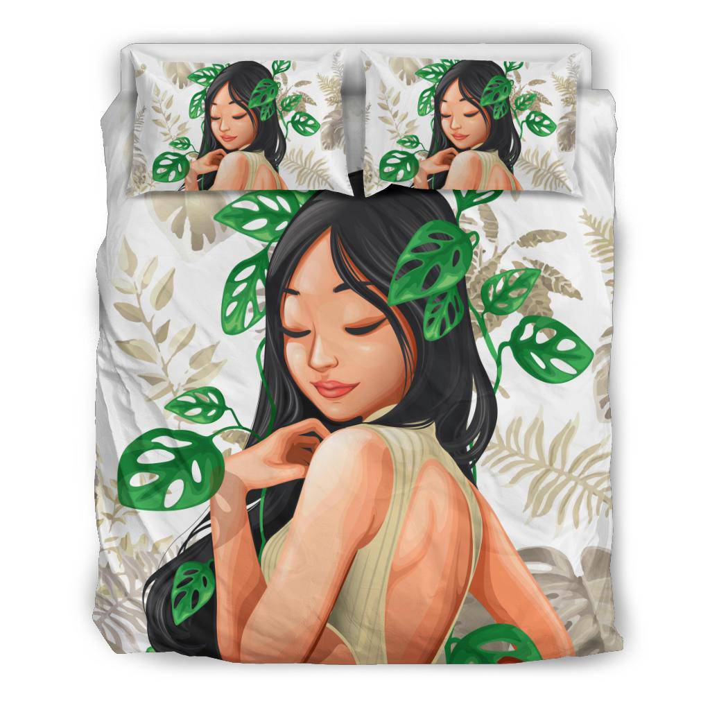 Monstera Plants Girl Love Nature Bedding Set - Top Content | POD Collection | Free Shipping