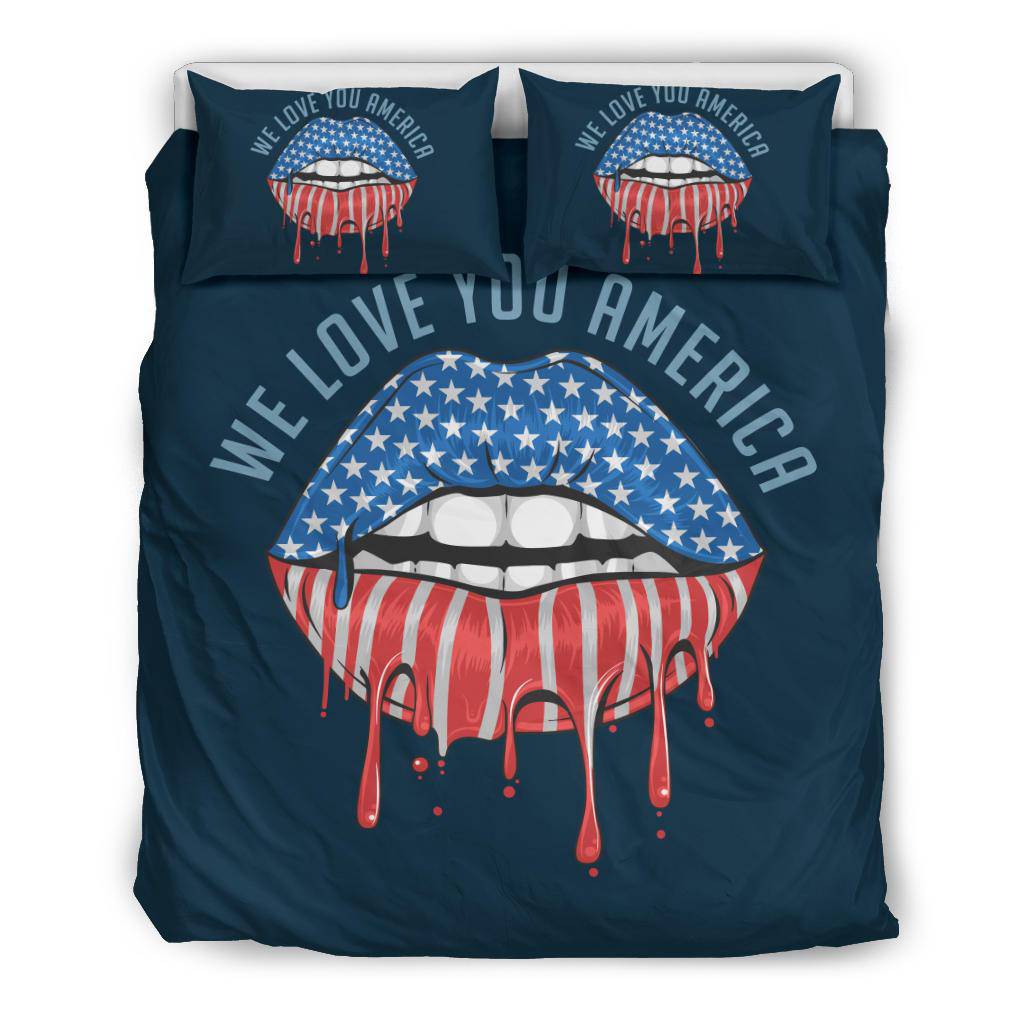 We Love You America Flag Lips Bedding Set - Top Content | POD Collection | Free Shipping