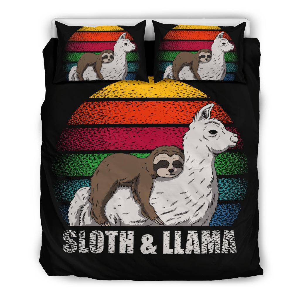 Sloth Llama Retro Sleeping Bedding Set - Top Content | POD Collection | Free Shipping