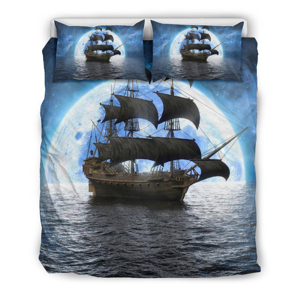 Sea Huge Ship Moon Night Sky Bedding Set - Top Content | POD Collection | Free Shipping