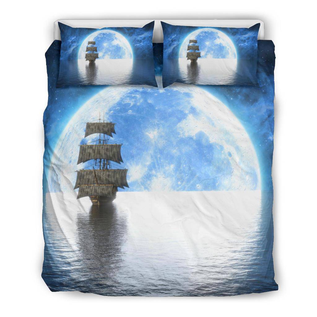 Sea Ship Moon Night Sky Bedding Set - Top Content | POD Collection | Free Shipping