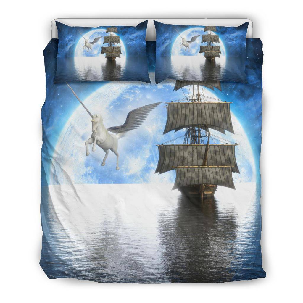 Ship Pegasus Horse Sea Moonlight Night Sky Stars Bedding Set - Top Content | POD Collection | Free Shipping