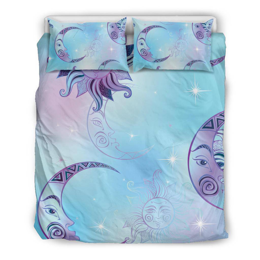 Astrology Moon Sun Stars Cartoon Blue Bedding Set - Top Content | POD Collection | Free Shipping