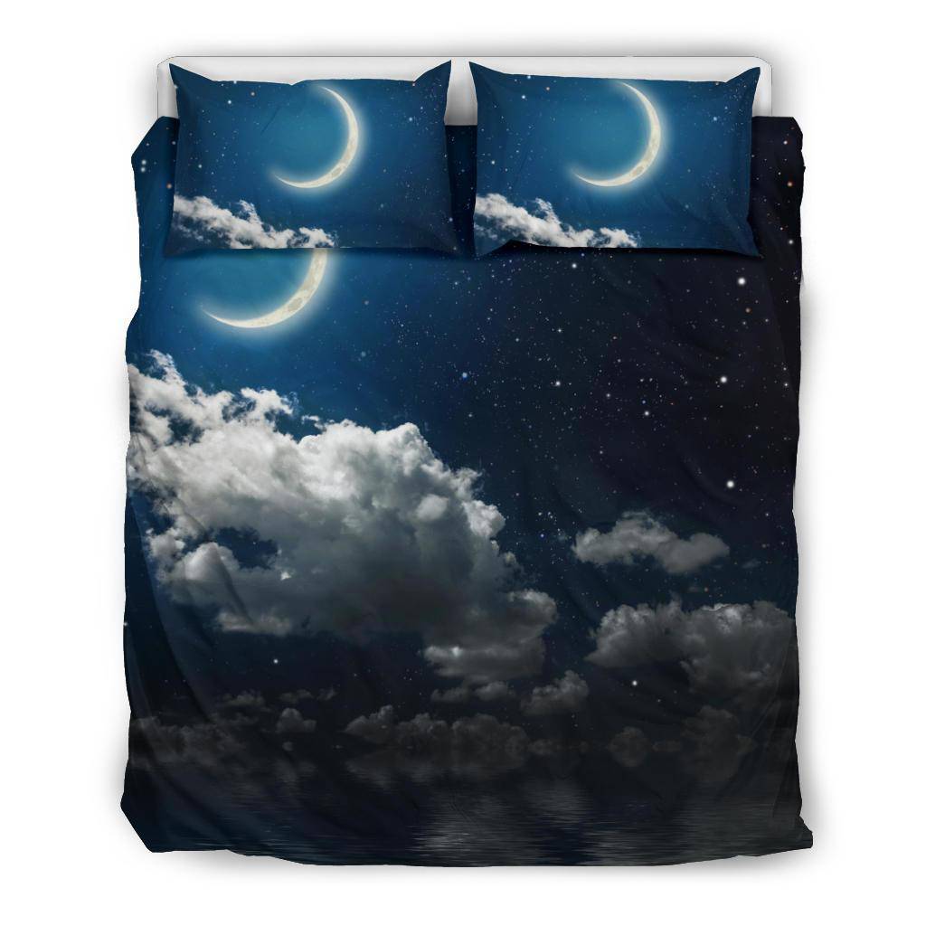 Night Sky Moon Clouds Sea Dark Bedding Set - Top Content | POD Collection | Free Shipping